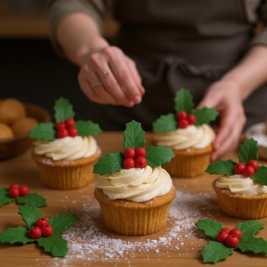 Holly Leaves with Red Berries